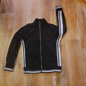 Athletic Works Black White Striped Athletic Jacket Men's Size Small